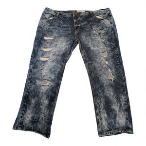 Akademiks Men's Relaxed Blue Distressed Jeans Waist‎ 48